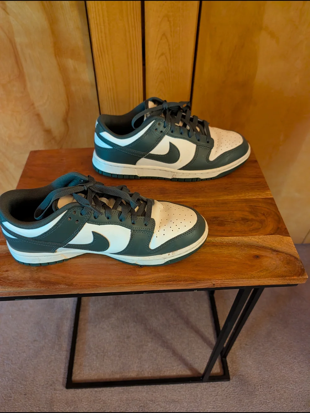 Nike Dunk Low-Top Sneakers in White and Green